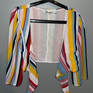 Carnival Striped Tie Crop Top